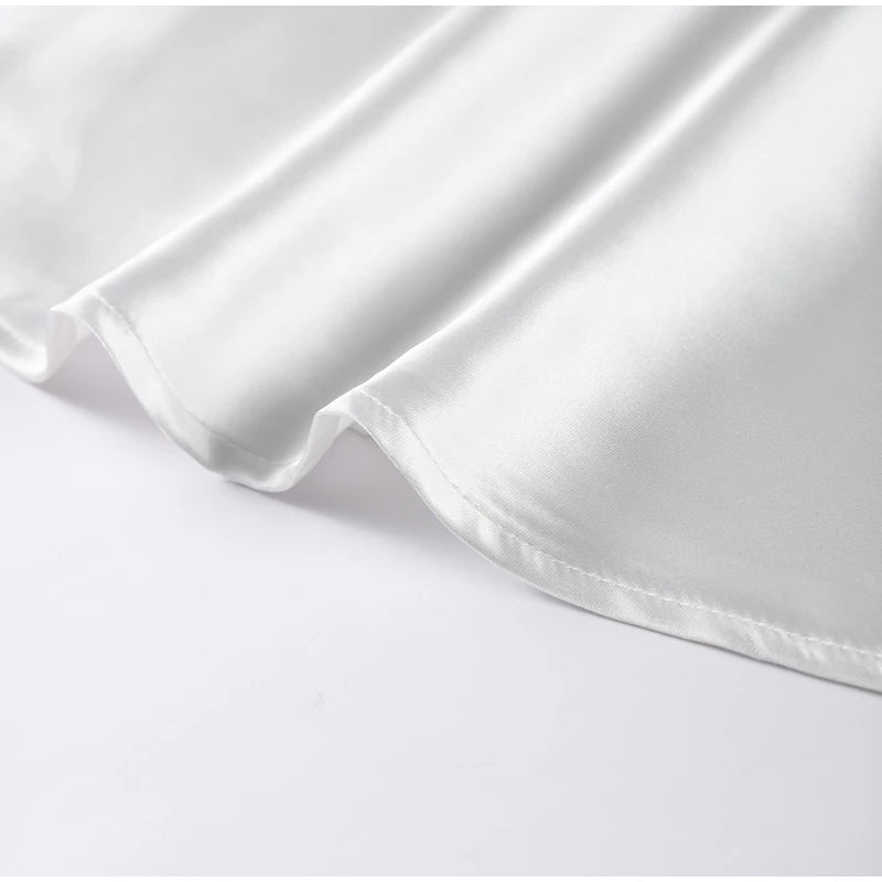 Satin Mini Dress  Scarf Collar Batwing Sleeve