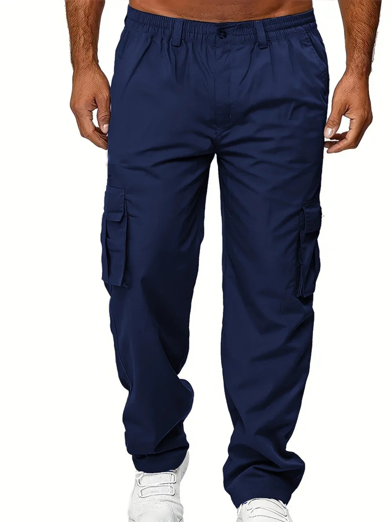 Men's Cargo Pants Sweatpants Outdoor Loose Straight Long Trousers Summer Casual Multi-Pocket Durable Workwear Male Trousers