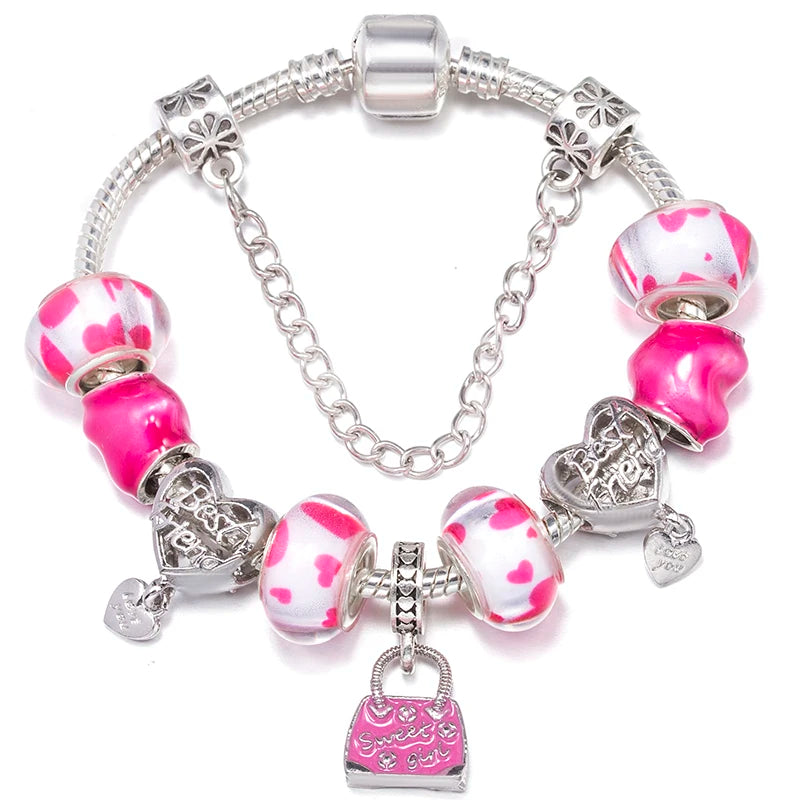 Hollow Foot Beads Charm Bracelets