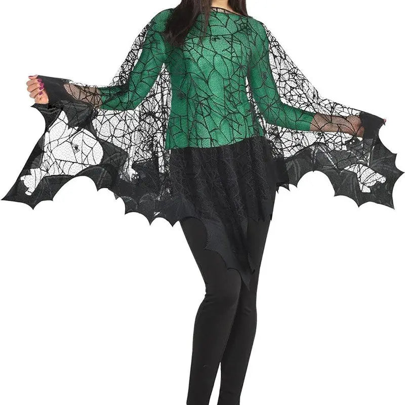 New Halloween Cloak Black Lace Cobweb