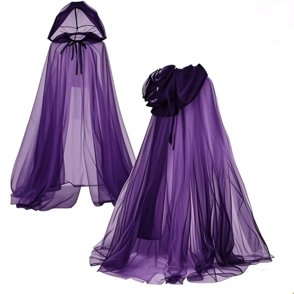Full Length Cloak Dark Long Cape Sheer