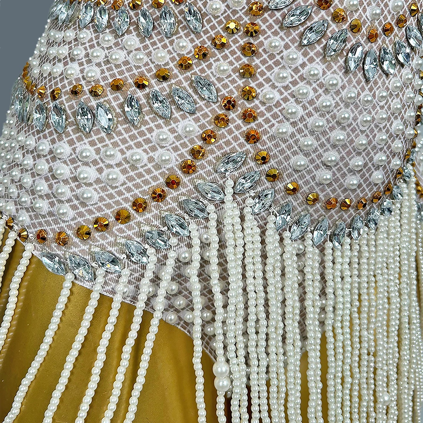 White Beaded Pearls Leotard Women Birthday Party Bodysuits