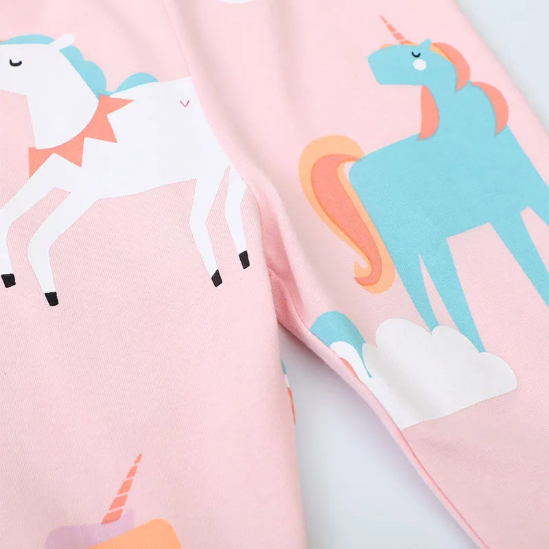 Little maven Baby Girls Leggings Pants Cotton Trousers Toddler Kids Clothes Cartoon Pink Unicorn Children's Clothing Autumn