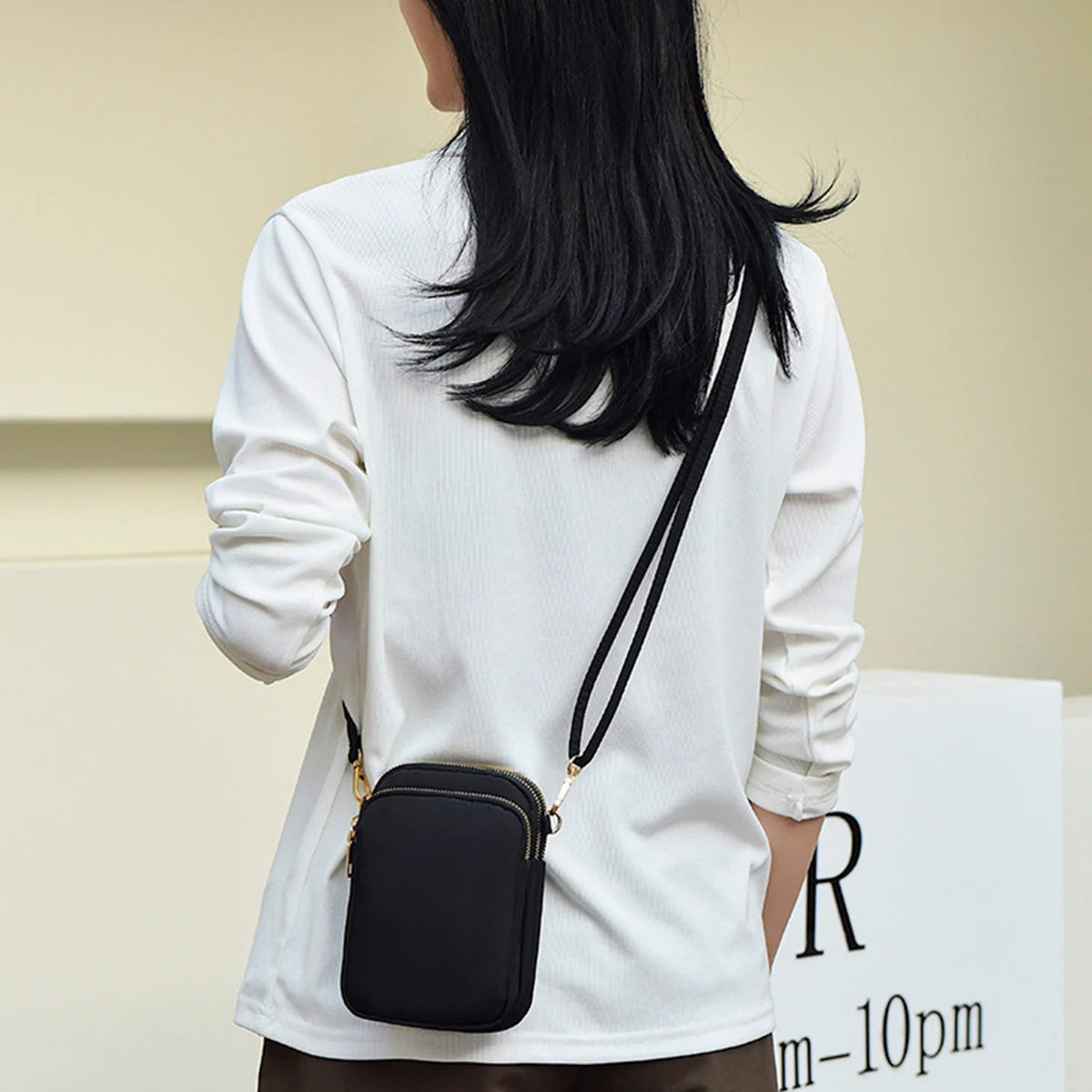 Light Luxury Mobile Phone Bag, Vertical Wallet, Lightweight, Large Capacity, 3-Layer Storage, Crossbody Single-Shoulder Bag