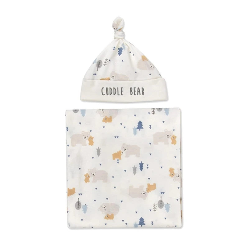 2pcs Newborn Baby Microfiber Swaddle Wrap with Beanie
