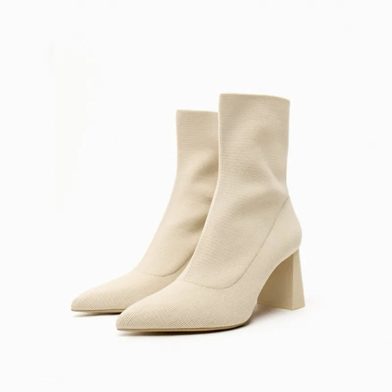 Low Heel Short Boots Pointed Toe
