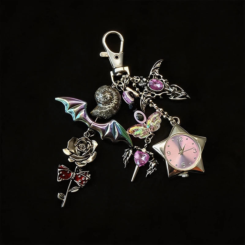 Star Pocket Adjustable Watch Clock Keychain Zinc Alloy