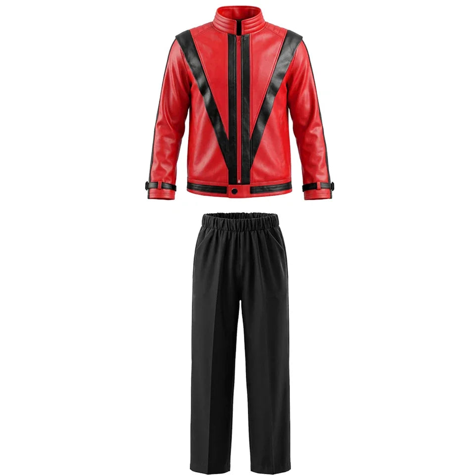 Michael Red Leather Jacket Pant Set