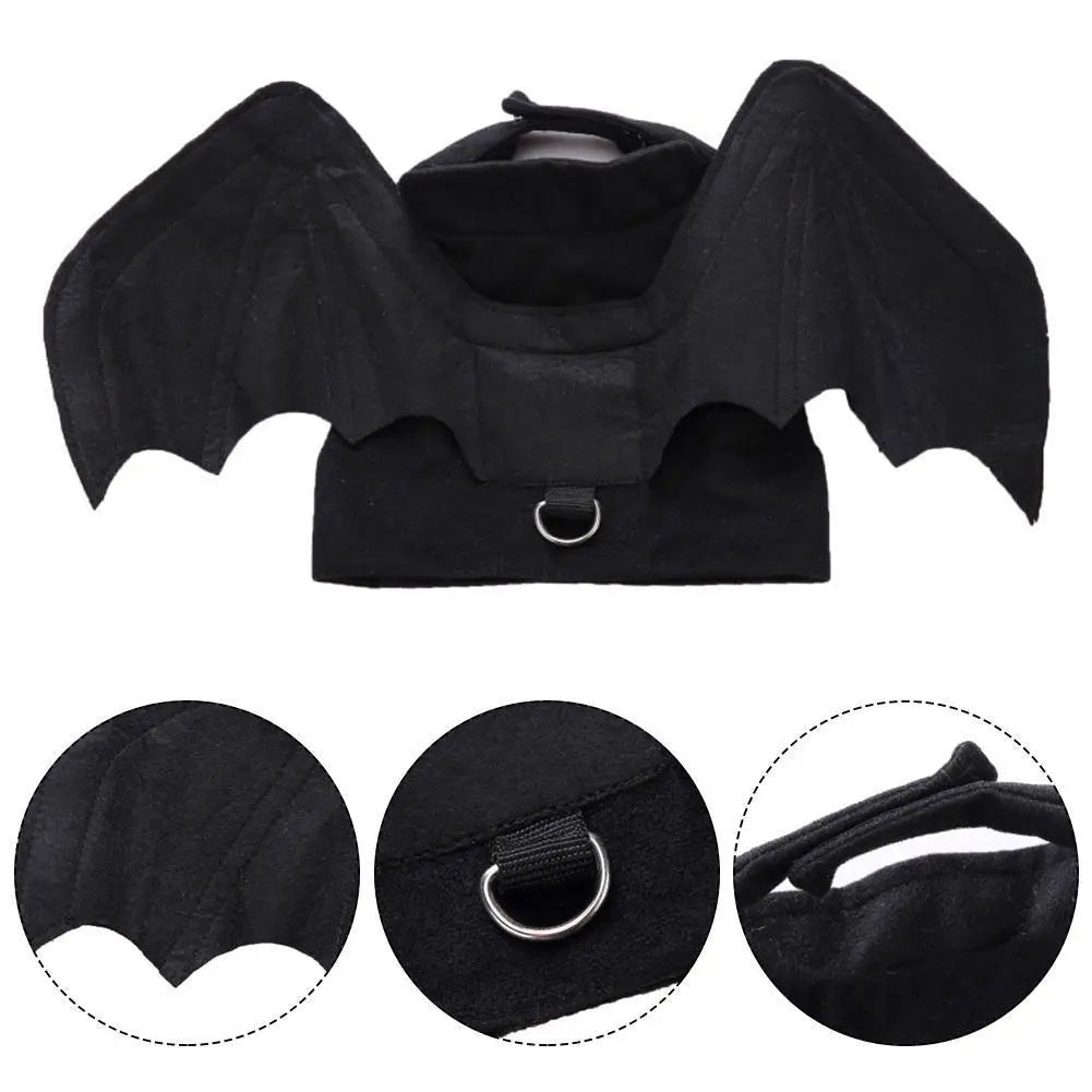 -Halloween Pet Costume - Cute Black Bat Wings Harness Costume For Cats And Dogs,