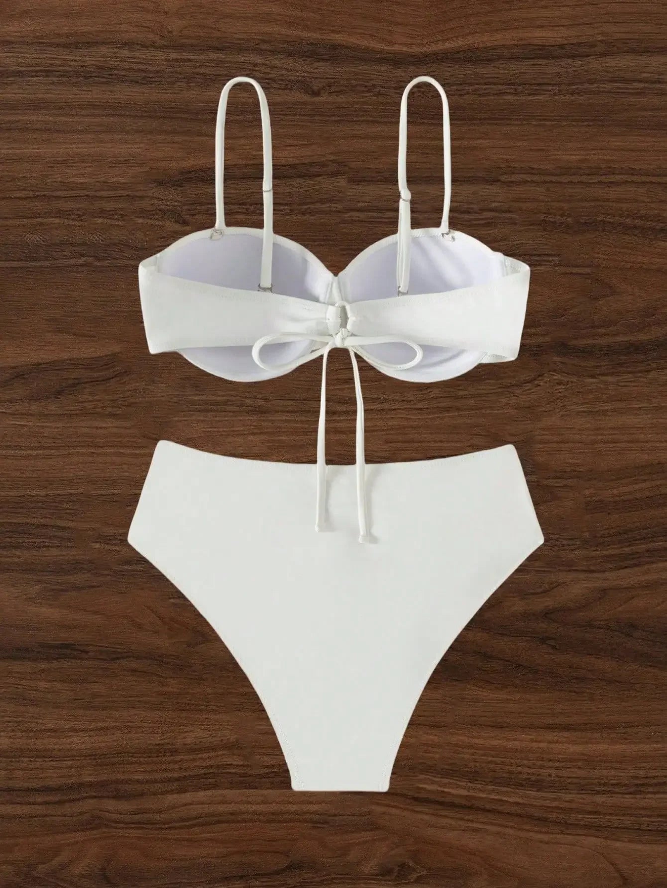 Sexy White Push Up Bikinis Sets Two Pieces Plain Swimsuits Back Tie Bikini Swimsuit Swimwear Biquini Conjunto De Bikini Tankini