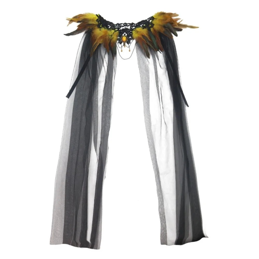 Black Halloween Feather Cloak