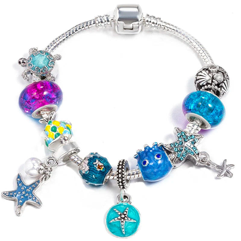 Hollow Foot Beads Charm Bracelets
