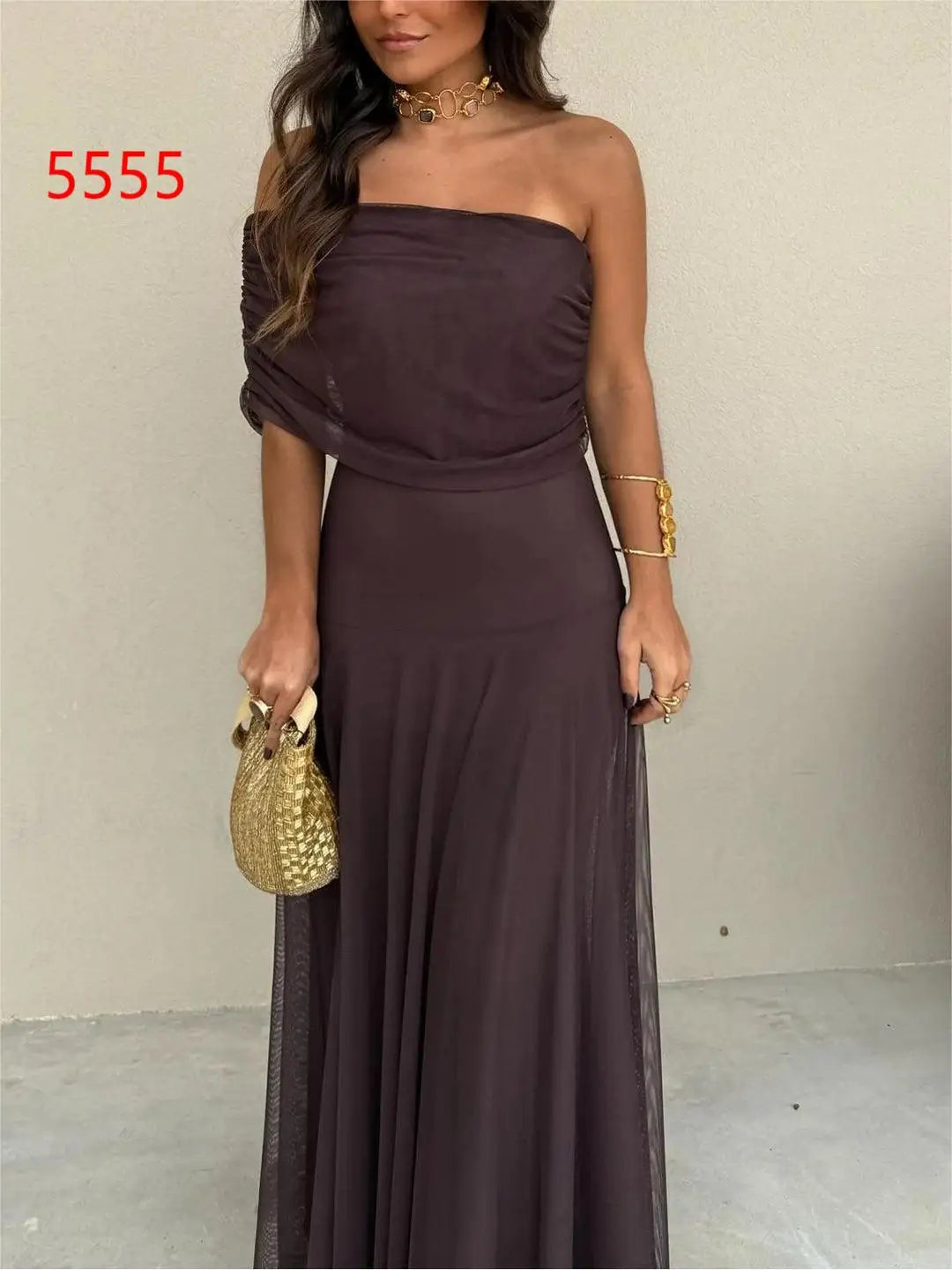 Tube Top Mesh Stitching Dress