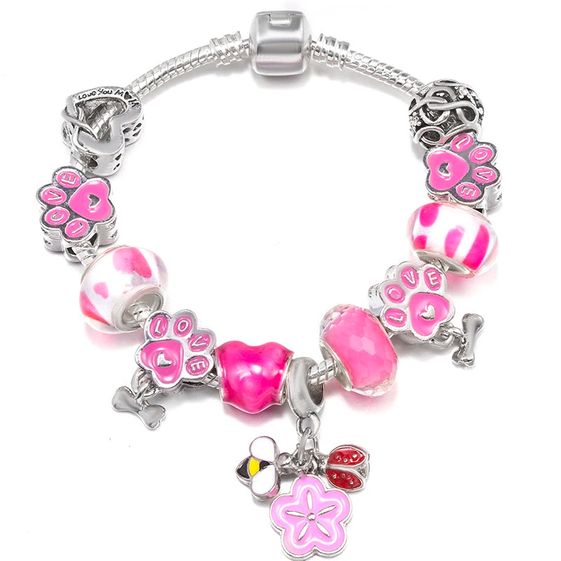 Hollow Foot Beads Charm Bracelets