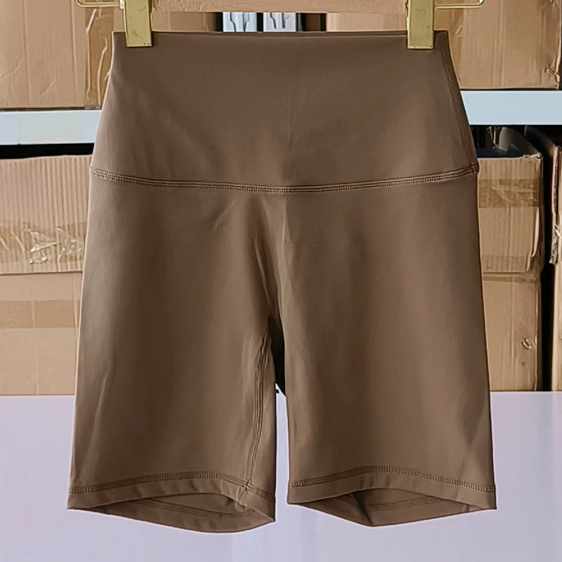 Solid Color Women Fitness Sports Short High Waist Yoga Short  Cycling Comprehensive Training Jog Squat Proof Internal Pockets
