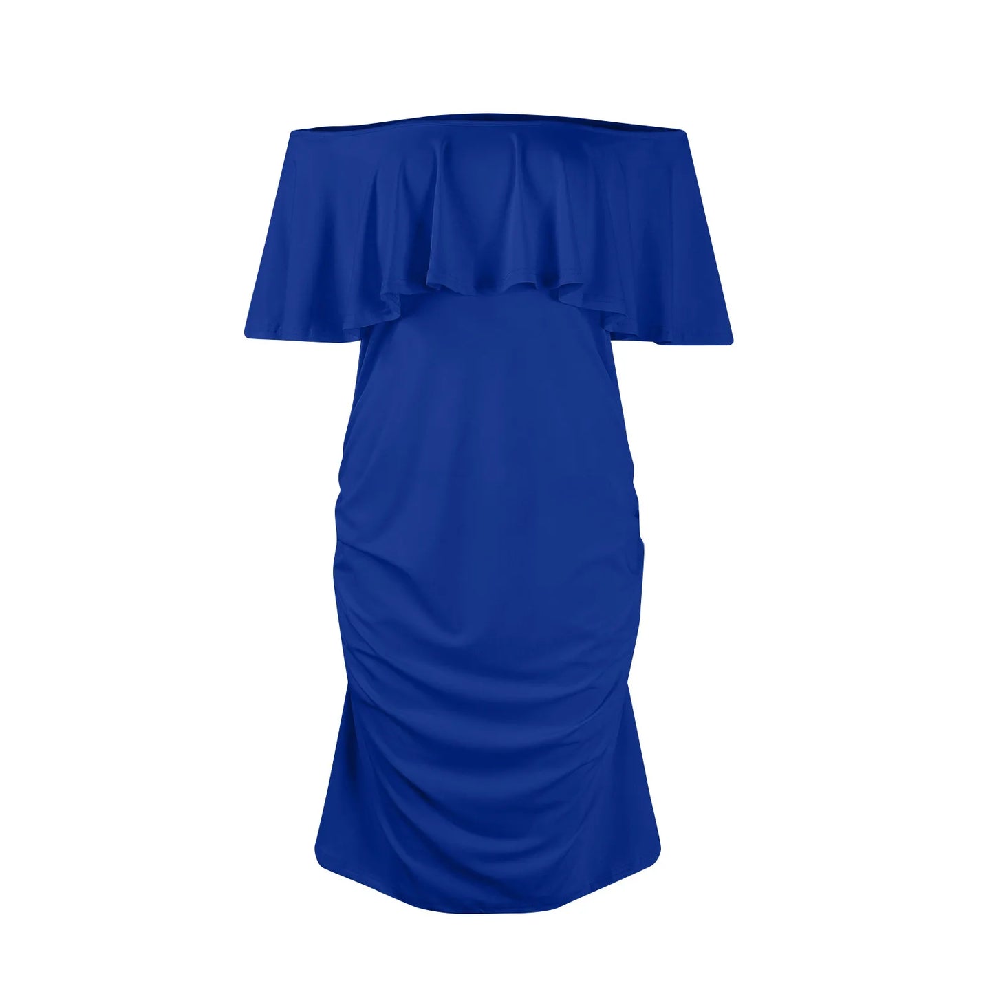 Pregnant Women Pregnancy Dress Fashion Short Sleeve Slash Neck Solid Ruffles Mama Dress Maternity Clothing Dresses