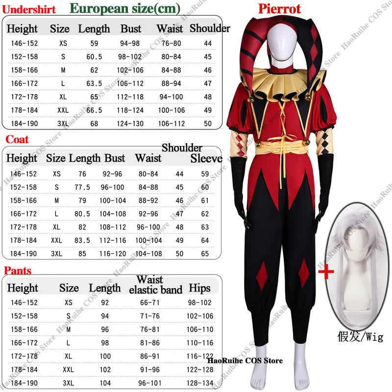 The Freak Circus Pierrot Clown Full Set  Costume