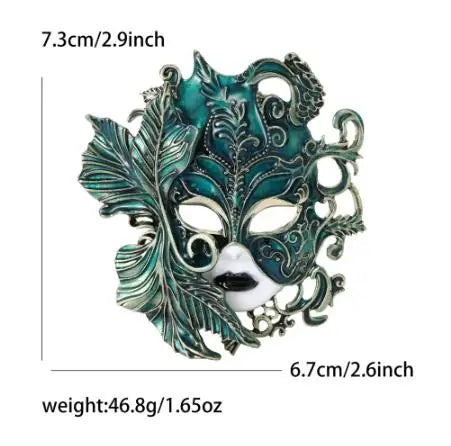 cross-border fashion creative heavy industry enamel drip oil carnival mask brooch alloy personality