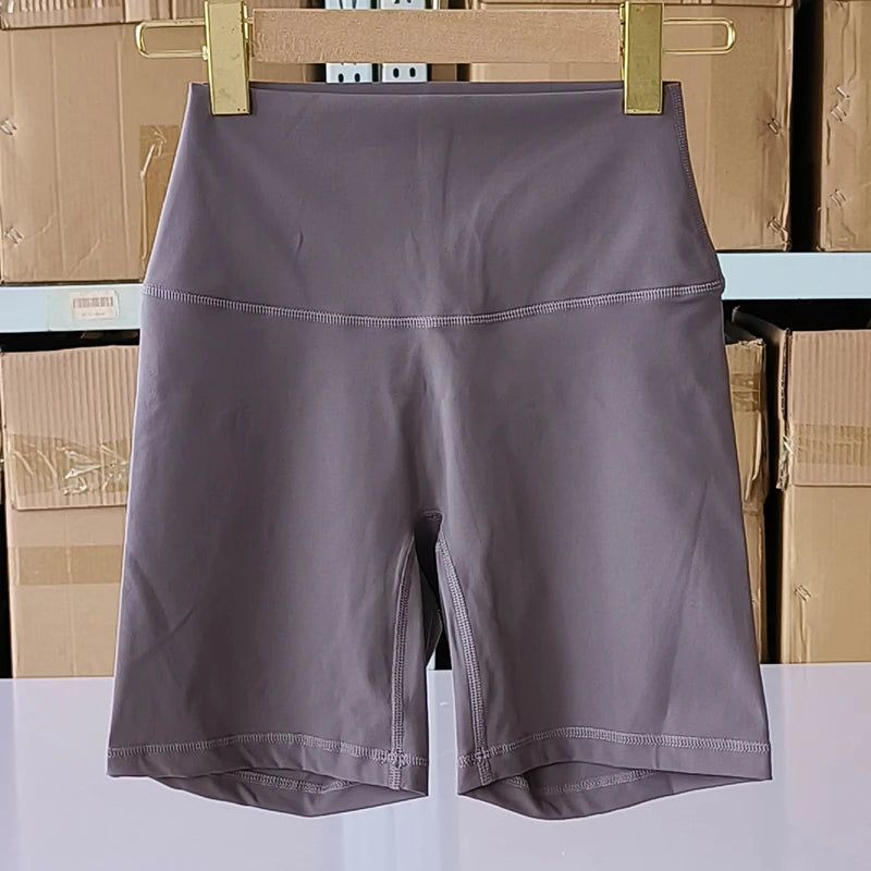Solid Color Women Fitness Sports Short High Waist Yoga Short  Cycling Comprehensive Training Jog Squat Proof Internal Pockets