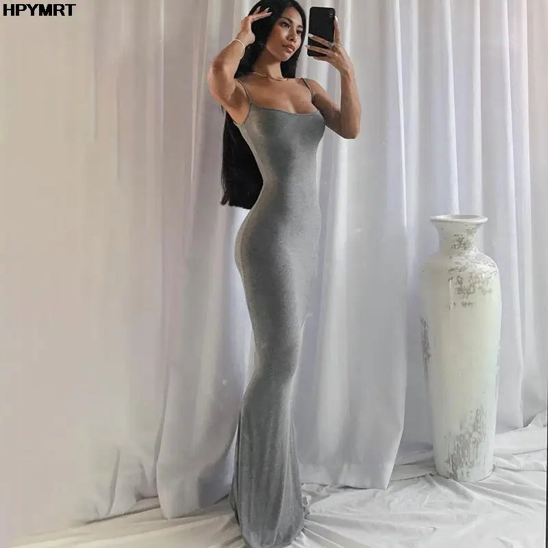 Satin Slip Sleeveless Backless  Maxi Dress