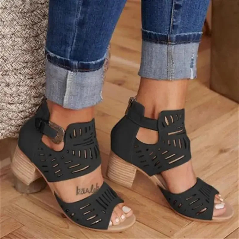 Wedge Mid Heel Summer Slip-on Buckle Shoes