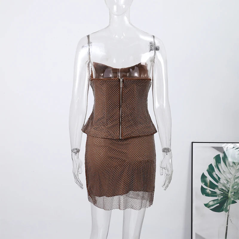 Diamond Halter Backless V Neck Dress