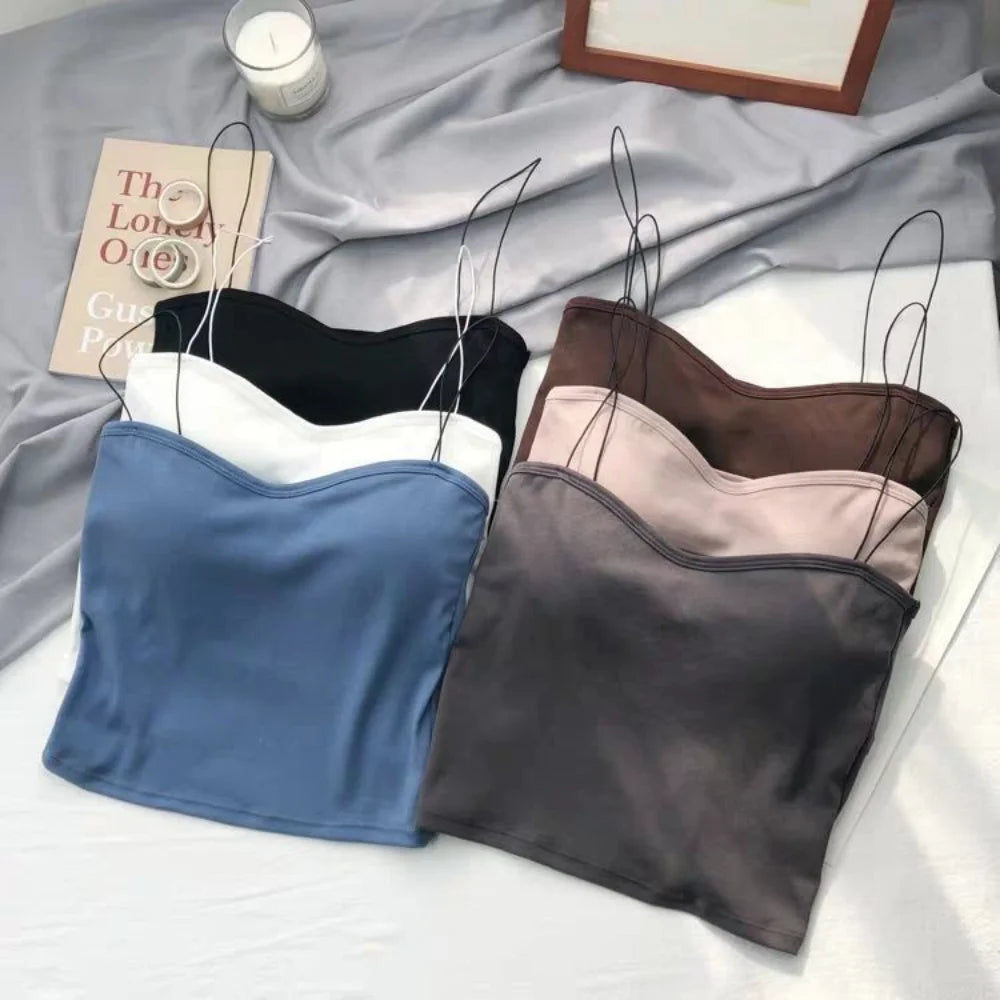 Cotton Bustier With Pads Soft Elastic Wear