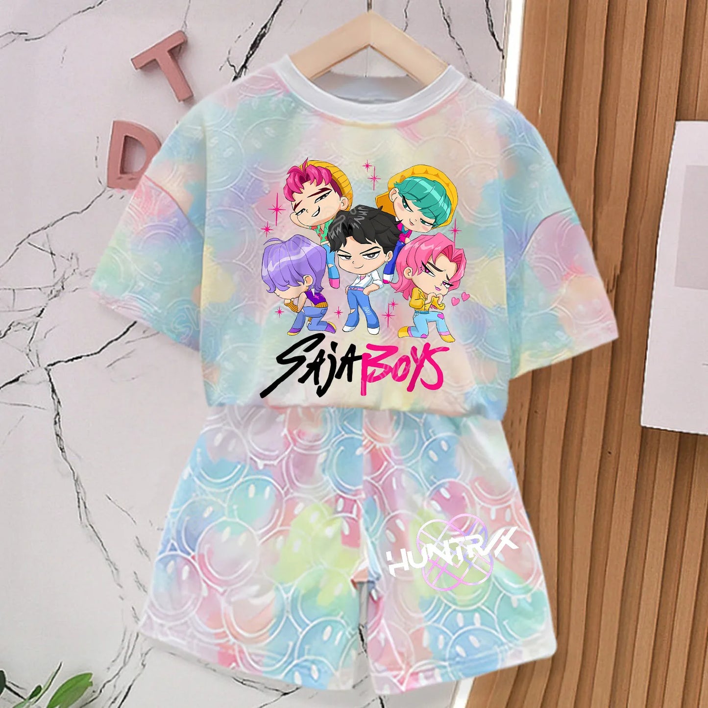 New KPOP Demon Hunters T-shirt Pants Set Girls Pajamas