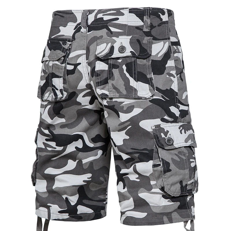 Men's Camo Shorts Summer Casual Half Pants Camouflage Outdoor Sports Short Pants Side Pocket Cotton Breathable Shorts