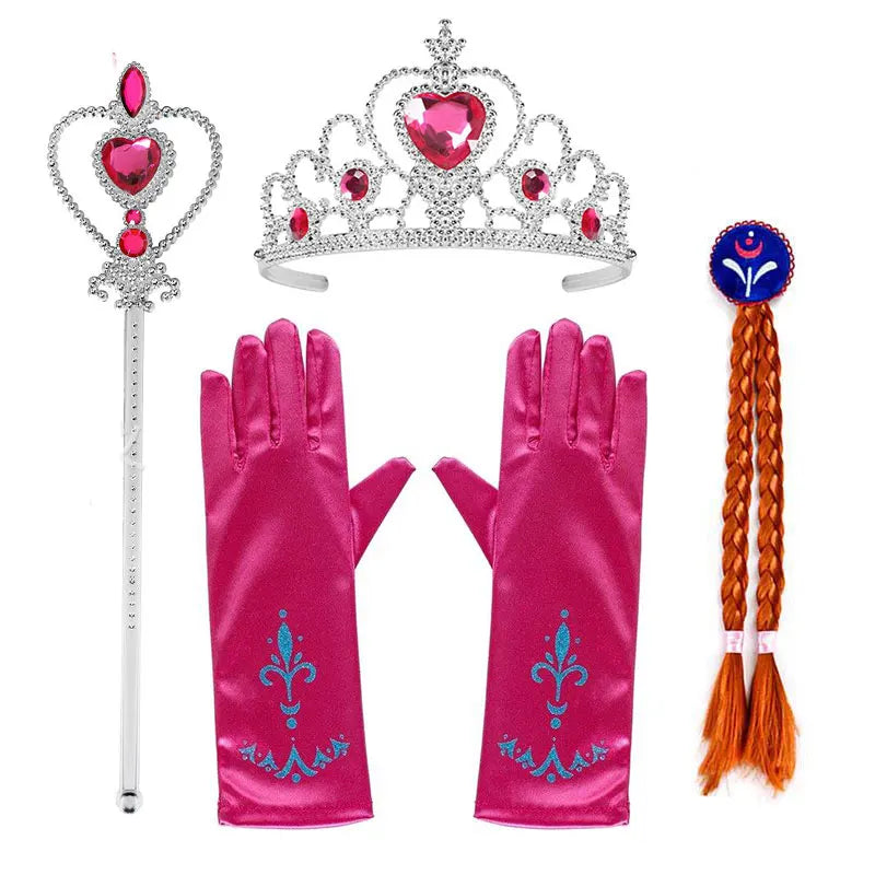 Elsa Birthday Party Costume Play Accessories Headwear Tiara Snow Queen Kid Princess Wig Braid Kid Carnival Cosplay Dress up Kits