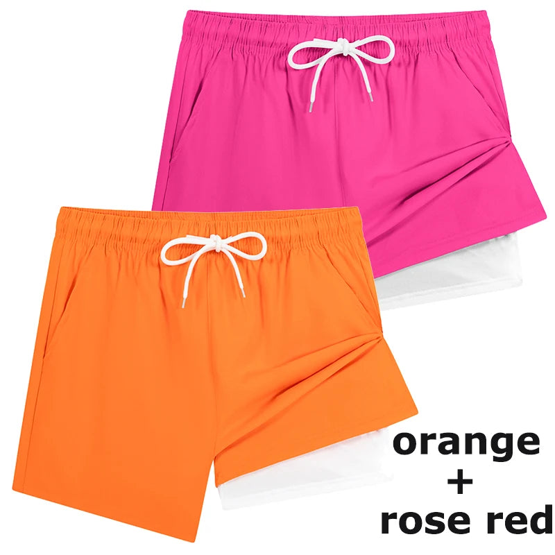 Mens Swim Trunks with Compression Liner Phone Pocket