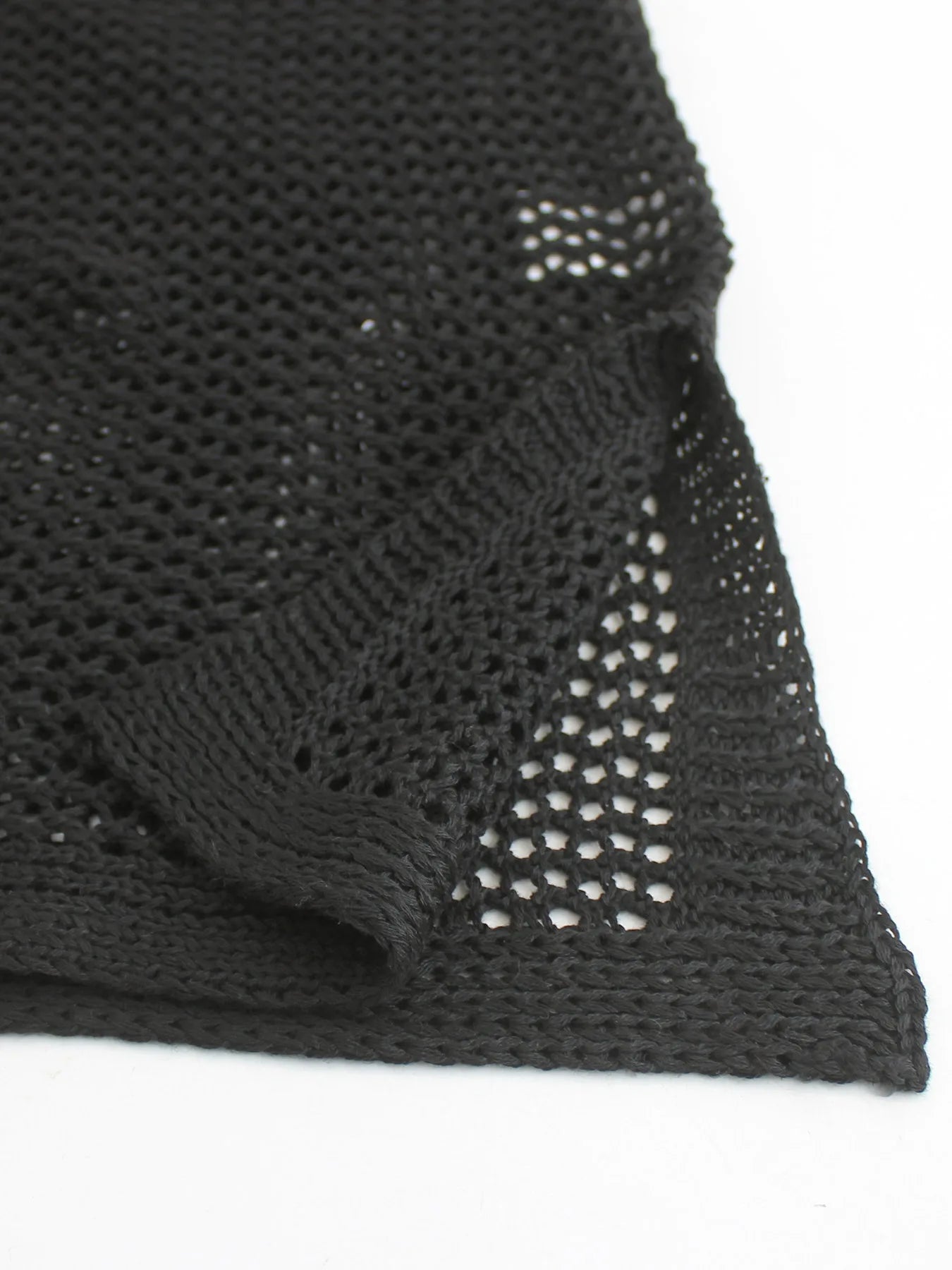 Women's Knitted Short Skirt with Hollow Straps and Slit, Sexy Beach Coverup Shirt for Summer