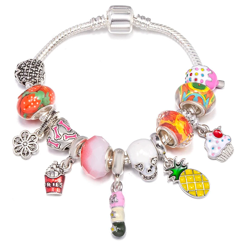 Hollow Foot Beads Charm Bracelets