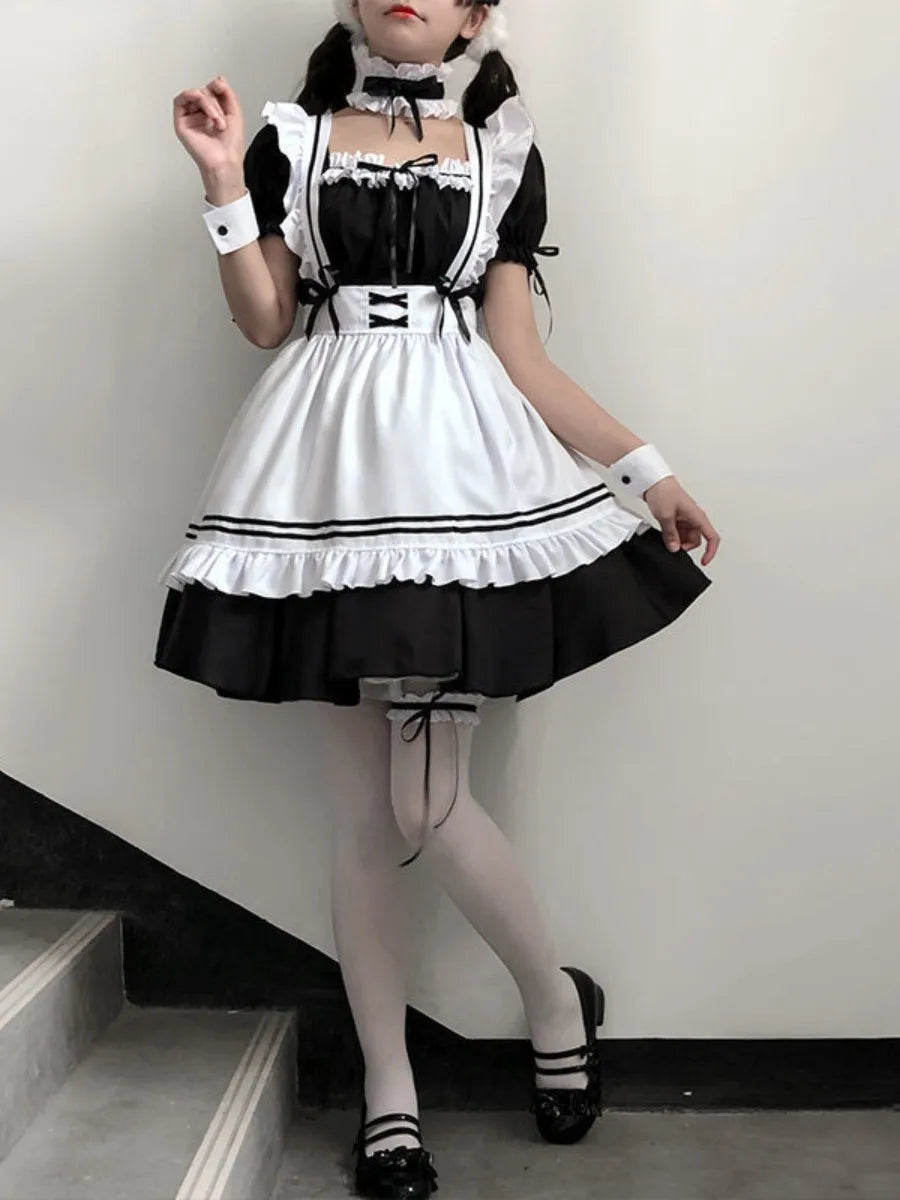 Black Cute Lolita Maid Costumes