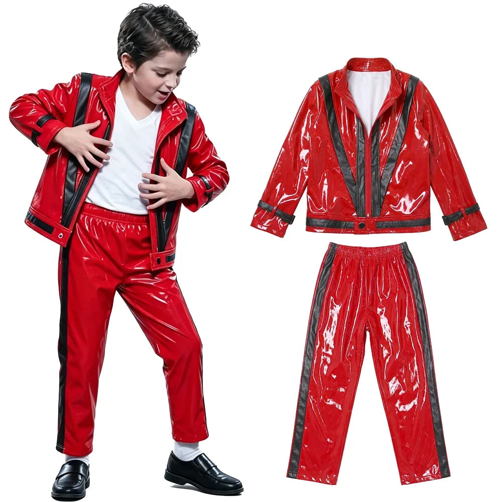 Michael Red Leather Jacket Pant Set