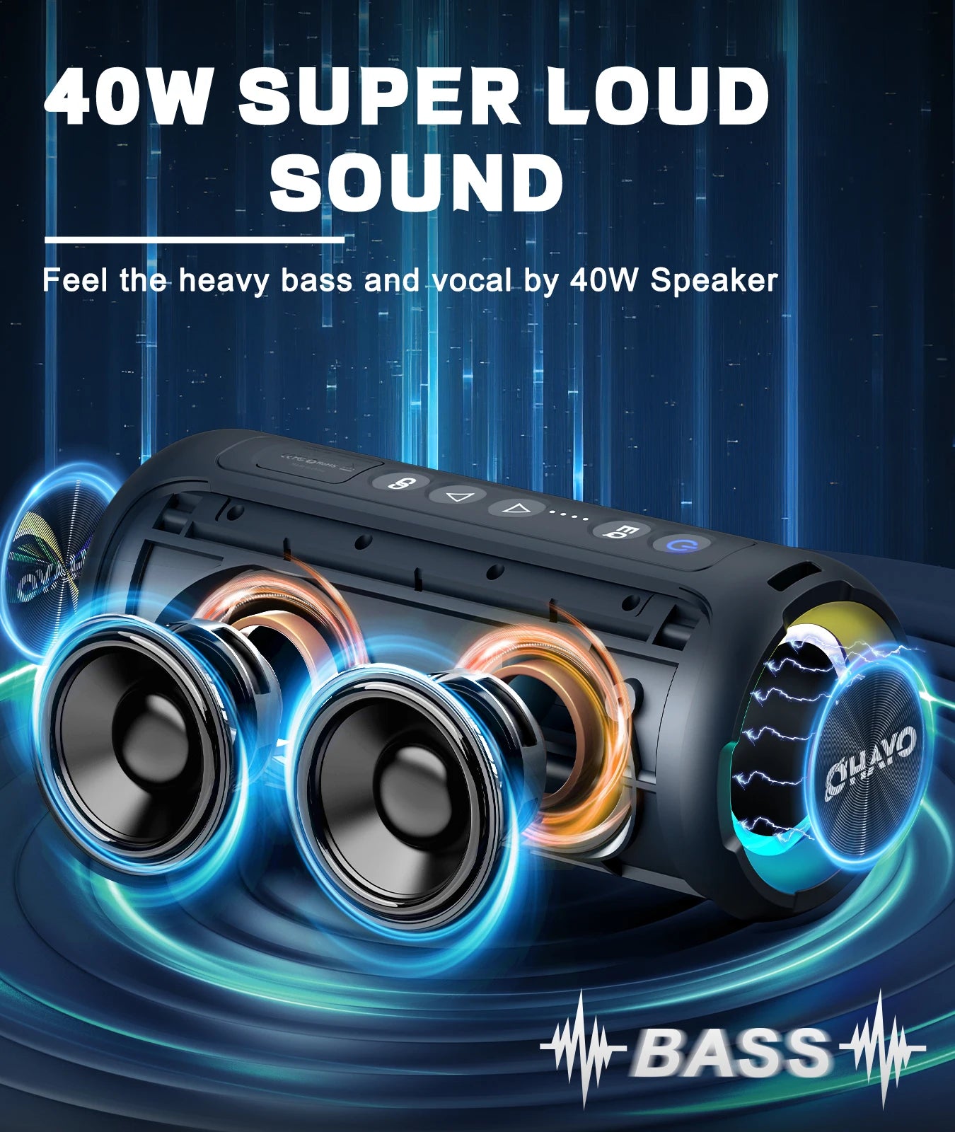 Bluetooth Speakers 40W Enhanced Bass Portable