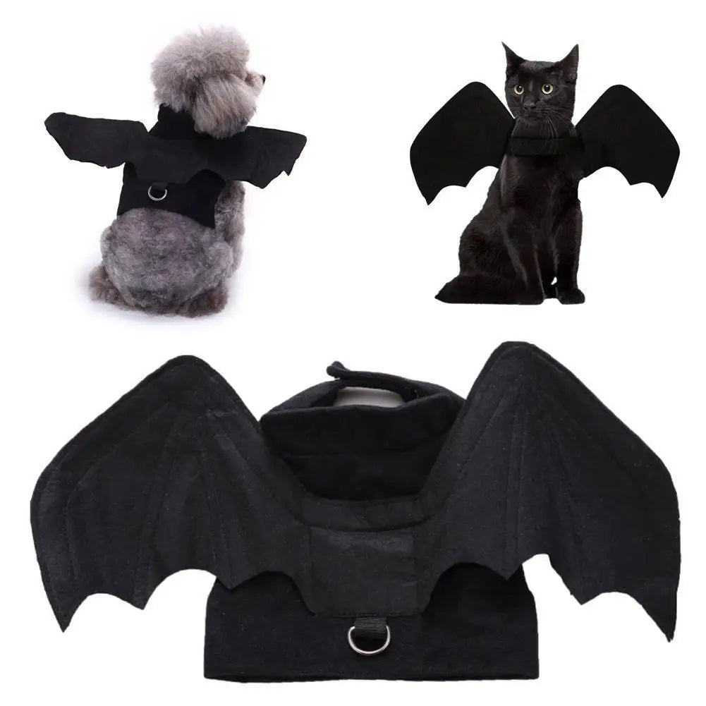 -Halloween Pet Costume - Cute Black Bat Wings Harness Costume For Cats And Dogs,