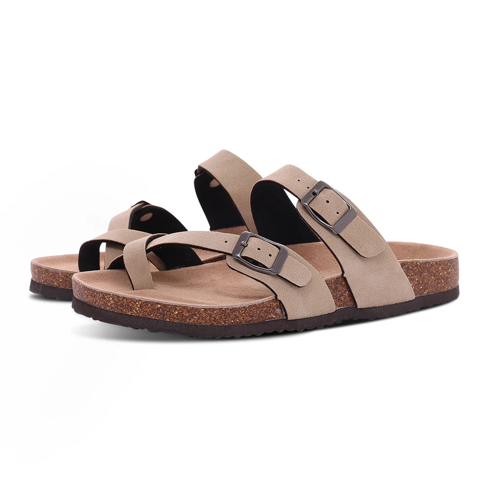 Cork Sandals For Women Men Fashion Soft Thick Sole Cork Slippers Summer Beach Sandals Home Open Toe Flat Sandals