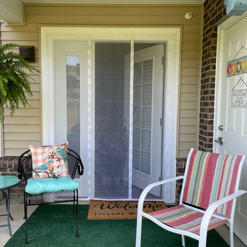 White Magnetic Door Screen Mosquito Net