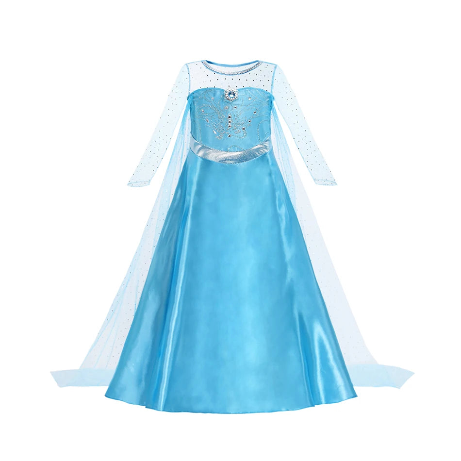 Elsa Anna Snow Queen Dress for Girls Princess Costume Birthday Halloween Christmas Carnival Outfit Kids Cosplay 2-8Y Vestido
