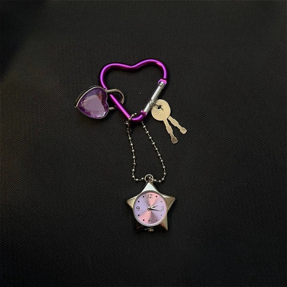 Star Pocket Adjustable Watch Clock Keychain Zinc Alloy