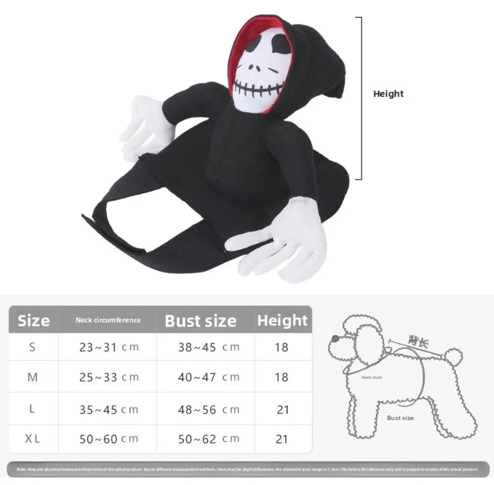 Halloween Pet Dog Costume Skeleton Reaper Rider