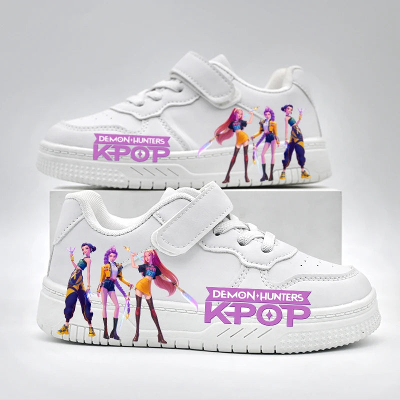 Kids New Design KPOP White Sport Shoes Boys Girls Anti-slip Breathable Sneakers
