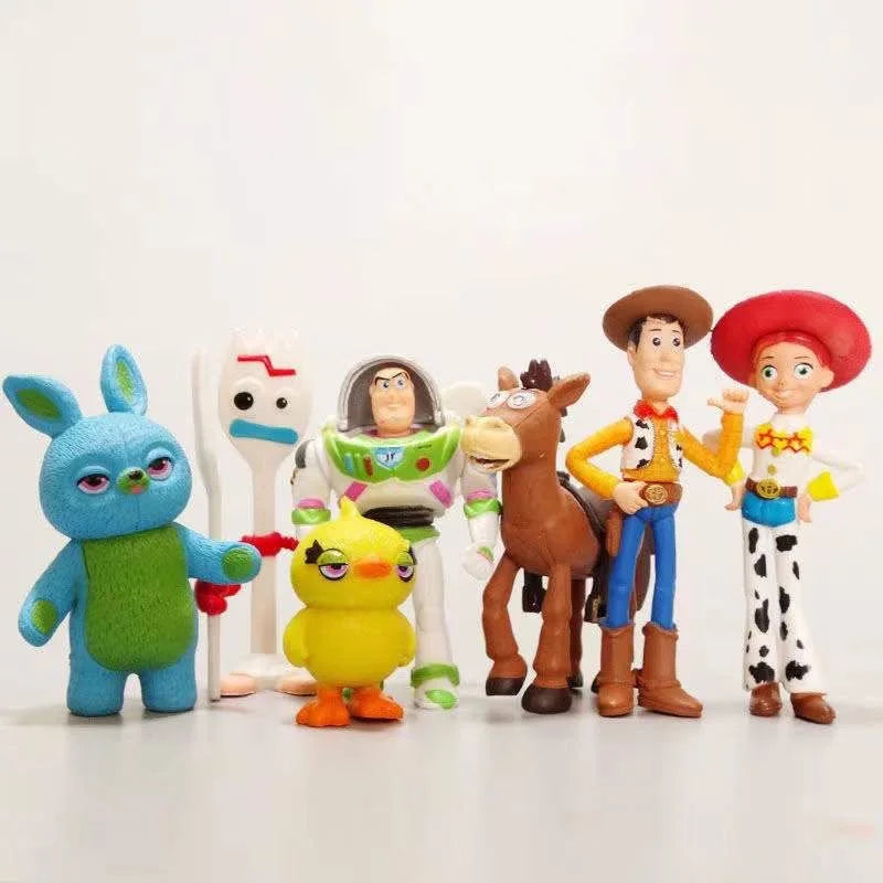 7Pcs/Set Toy Story 4 Action Figures Toy Woody Jessie Buzz Lightyear Forky Pig Bear Figura Model Doll Figurine  Birthday GiftK