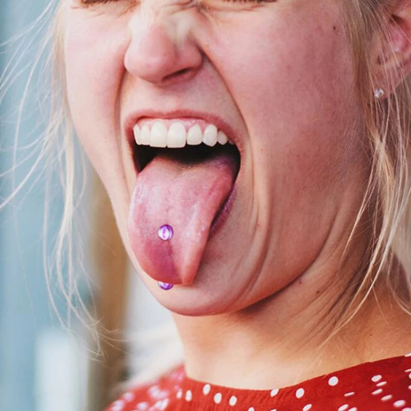 Mixed Color Acrylic Tongue Piercing for Women 316L Stainless Steel