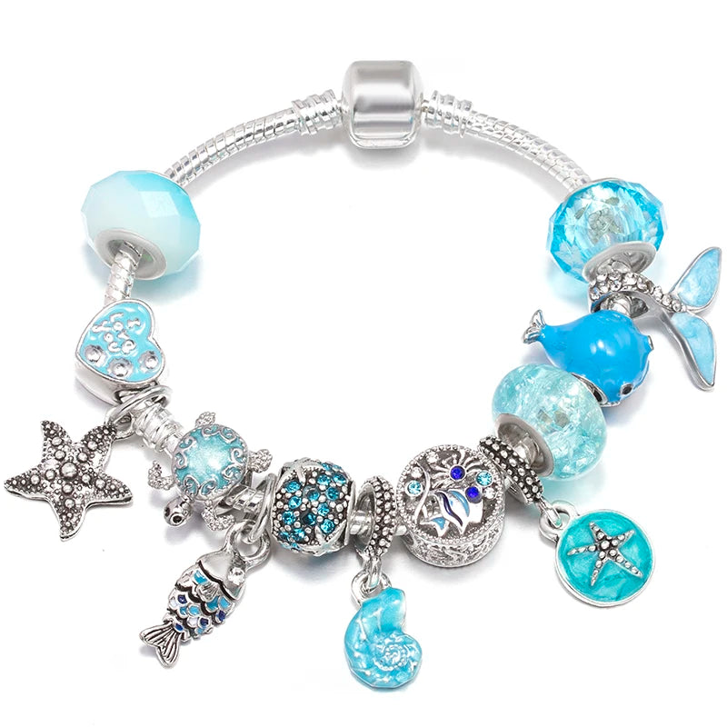 Hollow Foot Beads Charm Bracelets