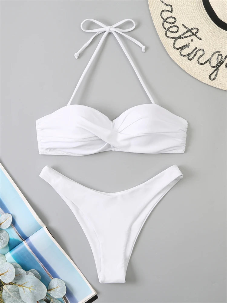 Bikini Swimsuit High Waist Thong Bathing Suit Two Pieces