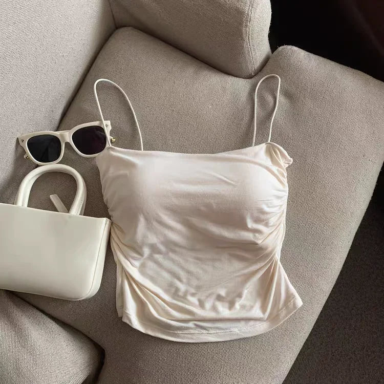 Sexy Sleeveless Tank Tops Women Casual Vest Crop Camisole Seamless Sports Underwear with Chest Pads Summer Female Bra Lingerie