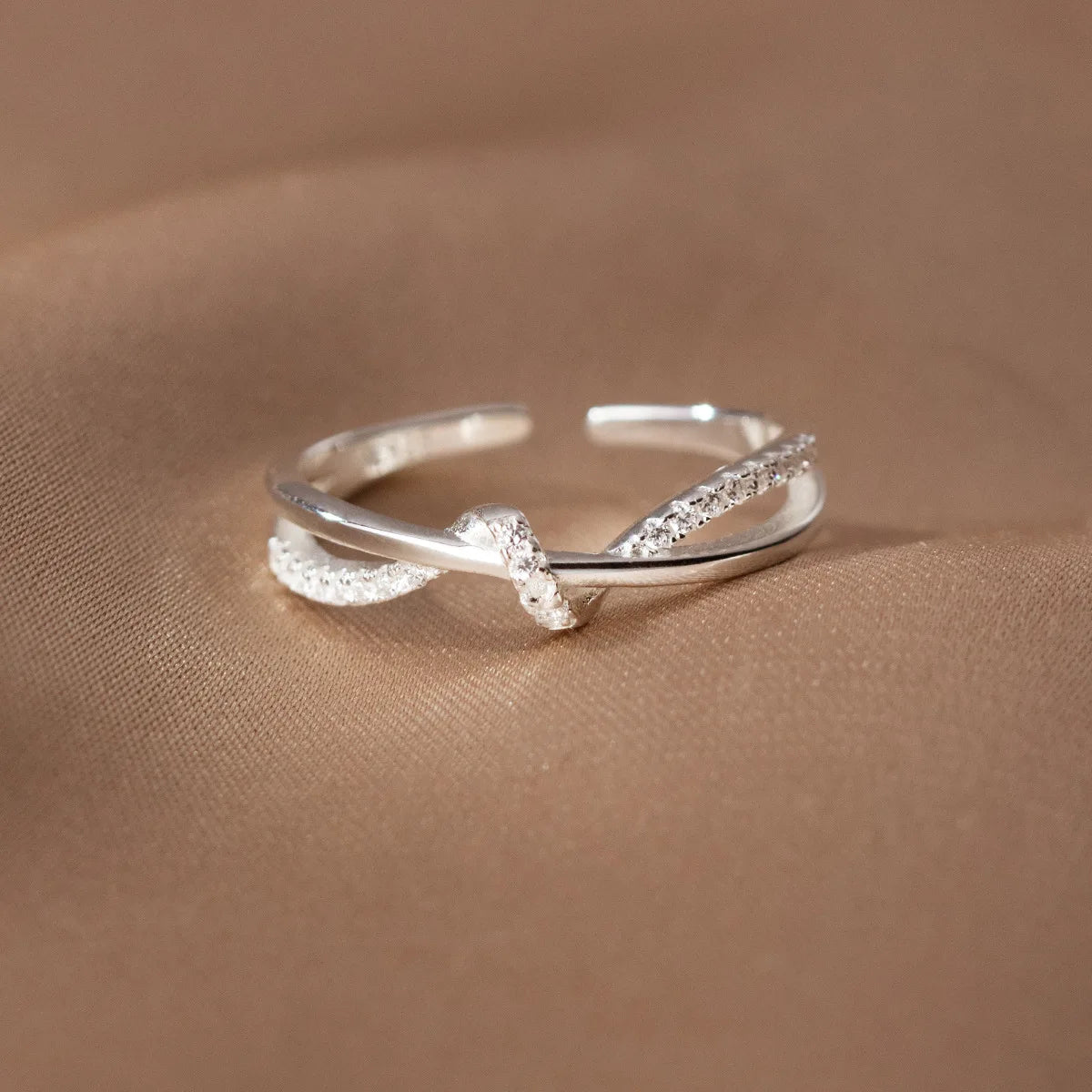 925 Sterling Silver Cross Knotting Zircon Rings