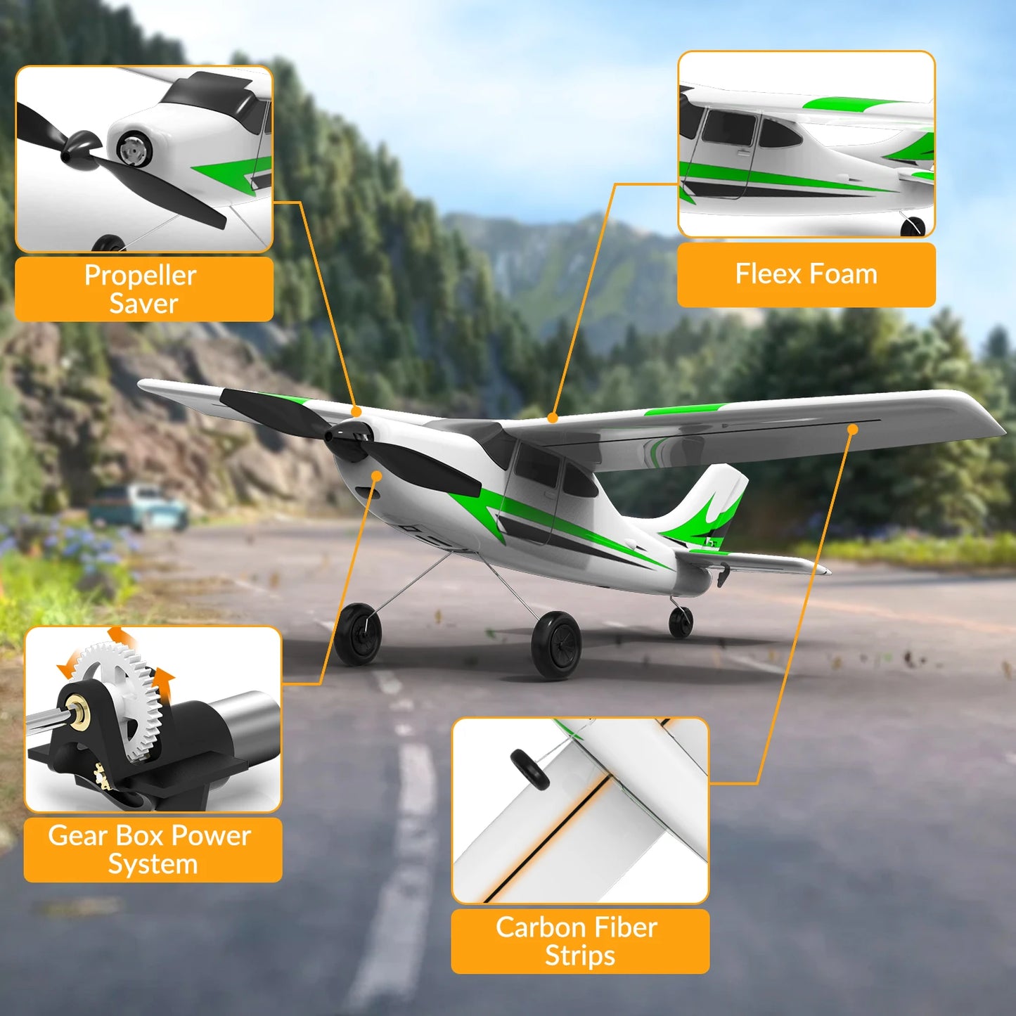 VOLANTEXRC RC Airplane Mini Trainstar 2.4GHz 3CH 3level Flight Control Fixed Wing Airplane Remote Control One-Key U-Turn Easy To Fly For Beginners 761-1RTF
